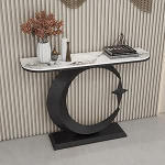 Moderner Konsolentisch mit stabilem Metallfu&szlig; und eleganter Marmorplatte, perfekt f&uuml;r Flur, Eingangsbereich oder hinter der Couch