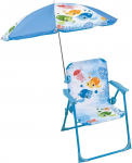 Fun House Enfant 713516 MA Folding Chair Small Turtle Height 53 x Width 38.5 x Depth 37.5 cm with Parasol Diameter 65 cm Blue