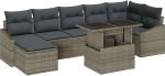 Rantry 8-teiliges Garten Sofa Set mit Kissen Grau Poly Rattan Gartenlounge Model3357782