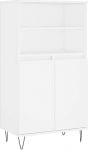 vidaXL Highboard, 6-kohaline k&uuml;ljepaneel, mitmeotstarbeline kapp metalljalgadega, kapp elutuppa, kaasaegne, valge puitmaterjaliga kapp