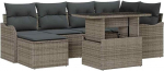 Rantry 7-teiliges Garten Sofa Set mit Kissen in Grau Poly Rattan, 2-Sitzer Garten Sofa mit Kissen in Grau Poly Rattan Gartenlounge Model3348495