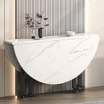 Platzsparender runder klappbarer Esstisch - ideal f&uuml;r kleine R&auml;ume, kompaktes Design, einfache Lagerung, perfekt f&uuml;r Wohnungen, Esszimmer und den Au&szlig;enbereich