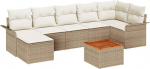 Rantry 8-teiliges Garten-Sofa-Set mit Kissen Beige Poly-Rattan Akazie Gartenlounge Model3347358