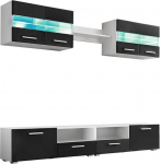 vidaXL TV seinakomplekt 5 tk koos LED tuledega High Gloss Black Stand Cabinetiga