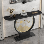 JIHAJU Sinterstein-Konsool, Moderne schmale Eingangseinheit, Metall-Flurkonsool, schlanke Einheit hinter Sofa f&uuml;r begrenzte R&auml;ume(Black 4,L120*W30*H80cm)