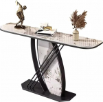 Generisch Moderner Konsolentisch f&uuml;r den Eingangsbereich - 12 mm Dicke Tischplatte, stabiles Gestell, Beistelltisch f&uuml;r Wohnzimmer, Flur und B&uuml;ro (Schwarz & Beige, 120 x 30 x 80 cm)