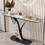 Generisch Schmaler Konsolentisch im Industriestil, luxuri&ouml;ser Akzenttisch mit Metallrahmen f&uuml;r Eingangsbereich, Wohnzimmer und Foyer, Langer Flurtisch (schwarz, 80 cm)