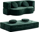 GQTYBZ kokkupandav diivan, kondita diivan, kokkupandav diivanvoodi, k&uuml;lalisvoodi, kokkupandav p&otilde;randasuvila, mugav 2-kohaline diivan 2 padjaga, eemaldatavad padjad, elutuppa (roheline)