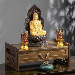 Wicca bambusest altarilaud koos sahtliga, v&auml;ike meditatsiooni- ja puja-alus, p&auml;hklipuust palve p&uuml;hakoda ennustamiseks, kummardamiseks ja vaimseteks praktikateks (52cm)