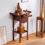 Altartisch f&uuml;r chinesische Schreine mit Stauraum - Buddha-Nischenschrank aus Holz, R&auml;uchergef&auml;&szlig;-Sockel, Opfertisch f&uuml;r Wohnzimmer und Schlafzimmer (Birnenholz, 66 cm)