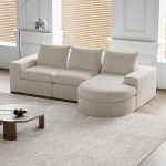 Modulaarsed diivanid, nurgadiivan koos Chaise Longue'ga 251 x 160 x 81 cm, 3-kohaline L-kujuline diivan, &scaron;enillis diivanid kumerate elementidega ja lamamistool, modulaarne kombineeritud diivan L lamamistool, beežikas