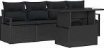 5-teiliges Garten-Sofa-Set mit Kissen, Schwarz Poly-Rattan, 2-Sitzer Garten-Sofa mit Kissen, Schwarz Poly-Rattan Gartenlounge Model3348729