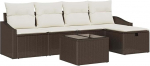 6-teiliges Garten-Sofa-Set mit Kissen Braunes Poly Rattan Gartenlounge Model3359267