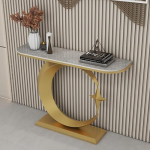 Moderner Flur-Konsolentisch, schmaler Sofatisch aus Kunstmarmor f&uuml;r Wohnzimmer und Schlafzimmer, schlankes Design f&uuml;r hinter der Couch