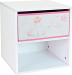Fun House 713045 Children's Unicorn Bedside Table with Drawer, H 36 x W 33 x D 30 cm