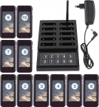Wireless Pager System for Restaurants, Queue Call System, 10 Channel Call Keypad 10 Pager, for Restaurants, Food Courts, Pizzerias, Churches and Car Dealerships, 100-240 (Black EU Plug)