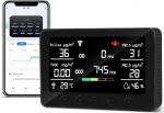 Therm La Mode CF-30 Air Quality Meter with Smart App, Pollutant Meter Detects Pollen, CO2, PM2.5, PM1.0, Formaldehyde, Temperature, CO2 Meter with Large LCD Display