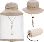 Mogokoyo Mosquito Head Net M&uuml;ts Mesindus M&uuml;ts Anti-Mosquito P&auml;ikesem&uuml;ts Kalap&uuml;&uuml;gi m&uuml;ts koos s&auml;&auml;sev&otilde;rguga meestele ja naistele N&auml;okaitse M&uuml;ts Outdoor Gardening Jungle Fishing, khaki v&auml;rvi