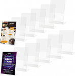 Kurtzy Table Stand, Transparent Acrylic Stand (Pack of 12) Slanted Brochure Stand, Bevelled Portrait Format, Plastic Stand, Advertising Stand, Brochure Holder & Menu Card Holder Wedding