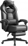 SONGMICS Gaming Chair Office Chair Computer Chair Ergonomic Design with Footrest Adjustable Pillow Lumbar Cushion Load Capacity 150kg Black OBG077B01