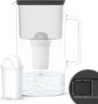 Wessper Glass Water Filter Jug, 2.5 L, Compatible with Brita Classic Water Filter Cartridges, Includes 1 Water Filter Cartridge, Reduces Limescale and Chlorine, Black