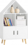 SoBuy KMB58-W Children's Shelving Unit with House Design, Bookcase for Children, Storage Shelf, Toy Shelf, Children's Room Furniture, White, Width Approx. 60 x 103 x 30 cm