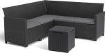Keter Nora 5-kohaline nurgadiivan aeda v&otilde;i terrassile koos polstritega ja 35L hoiuruumiga k&uuml;ljelauaga grafiitne