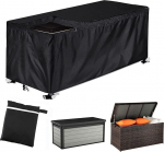 UCARE Outdoor Deck Box Cover with Zipper, Waterproof, 420D Oxford Garden Storage Box, UV Protection, Rectangle (Black, 158 x 81 x 71 cm)