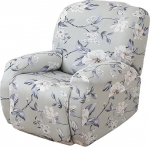 LinFortune Stretch Covers for Recliner Chair, 4-Piece Relaxing Chair Protective Covers, Printed Recliner Chair Cover, Soft Spandex Furniture Protector with Bag (Light Blue Recliner Chair)