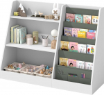 Children's Shelf with 4 Shelves and 3 Open Compartments, Bookcase for Kids, Nursery Shelf, Bookcase Storage Shelf for Kids, Toy Organiser for Playroom, 80 x 30 x 67.5 cm (White)