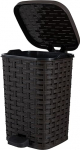 Superio Small Pedal Bin 7.5 Qt Square Wastebasket Brown Wicker Space Saving Compact Trash Can with Pedal Lid - Rattan Design