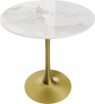 FATIVO Dining Table Round Kitchen Table Marble: White Dining Room Table Small Scandinavian Dining Table Diameter 76 cm Round Table Luxury High Gloss Tables for Dining Room Restaurant Cafe Gold Metal