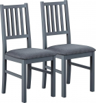 Inter Link - Robust Dining Room Chair - Country House Style - Set of 2 - Solid Pine Wood - Grey - Luzerna 7.1, Graphite / Grey