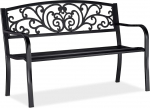 Relaxdays aiapink Mugav 2-kohaline aiapink vintage-ornamentidega terrassile r&otilde;dule K86,5 x L127 x S60 cm Must