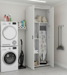 Dmora - Forcola 2-ukseline mitmeotstarbeline kapp, multifunktsionaalne luudahoidja, kingakapp, 78 x 35 x 190 cm, valge