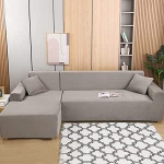 Mingfuxin L-kujuline diivan Slipcovers, Stretch Cannes Velvet Paks pluusne nurgas diivanikatte kaitsja koos 2 padjakattega 2 istekoha + 3 istekoha L-t&uuml;&uuml;pi diivanile diivanile