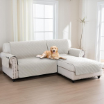 BellaHills 100% veekindel diivanikate L kuju 2 t&uuml;kki diivanikatted sektsiooniline diivan Slipcovers libisemiskindlad m&ouml;&ouml;bli kaitsjad koertele (parem Chaise Lounge Cover + 2 Seater Sofa Cover, beež)