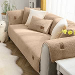 vctops Sherpa-Fleece-Sofabezug, superweich, warm, Pl&uuml;sch, Couchbezug, luxuri&ouml;s, flauschig, rutschfest, Sofa-Schonbezug, M&ouml;belschutz, Kaffeebraun, 109,2 x 238,8 cm