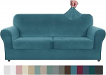 ZNSAYOTX &Uuml;lisuure sametist diivanikate koos 2 ekstra suure istmepadja kattega, Stretch diivanikate 2 padja jaoks Diivan paks pehme kahekohaline diivanikate (Peacock Blue) 71 "-91" (2 padjad)