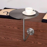 Kleiner runder Wandtisch, Beistelltisch aus Edelstahl zur Wandmontage, Standtisch, schwebender Schreibtisch, platzsparender moderner runder Pub-Stehtisch f&uuml;r Caf&eacute;s, drinnen/drau&szlig;en(L-type,30cm/11.8in)