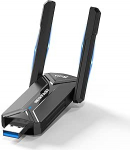 NEWFAST 6500Mbps USB WLAN Stick PC-le, 2026 uusim WiFi 7 adapter koos 2 x 5dBi High Gain antennidega Tri-Band WLAN 7 adapter, 4096-QAM, Multi-link, stabiilne signaal, viivituseta, ainult Windows 11/10 jaoks.