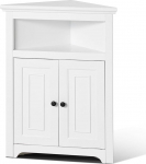 VEVOR nurgakapp 3-korruseliste riiulitega, mitmeotstarbeline kapp (845 mm k&otilde;rgus), 2 puidust ukse ja reguleeritavate riiulitega, iseseisev k&ouml;&ouml;gikapp elutuppa, pesuruumi, valge