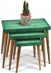 Rustic Solid Wood 3-osaline pesitsuslaudade komplekt - K&auml;sitsi valmistatud ruumi s&auml;&auml;stev k&uuml;ljelaua komplekt
