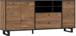 FORTE SEWILL kapp 3 ukse ja 2 sahtliga, komposiitpuit, Colonial Oak / must, 180,8 x 81,6 x 42 cm