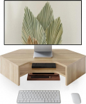 Fenge Monitorst&auml;nder, 2-stufiger Eckbildschirmst&auml;nder mit Aufbewahrung, Multifunktions-Desktop-St&auml;nder f&uuml;r Aufbewahrung, f&uuml;r Laptop, PC, Drucker, Computer (Eiche)