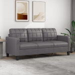ZEYUAN 3-Seater Sofa, Grey, 180 cm, Faux Leather, Sofa Living Room, Youth Sofa, Relaxing Sofa, Sofas & Couches, Sofa for Bedroom, Youth, Children's Room