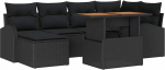 7-teiliges Garten Sofa Set mit Kissen Schwarz Poly Rattan Gartenlounge Model3358347