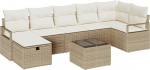 8-teiliges Garten Sofa Set mit Kissen Beige Poly Rattan, 2-Sitzer Garten Sofa mit Kissen Beige Poly Rattan Gartenlounge Model3359210