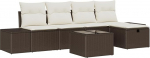 Model3360699 6-osaline aia diivan komplekt koos padjaga Brown Poly Rattan Garden Lounge