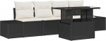 5-teiliges Garten-Sofa-Set mit Kissen Schwarz Poly-Rattan Gartenlounge Model3349083